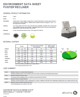 Foster Standard Recliner Environmental Data Sheet