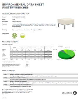 Foster Bench Single Environmental Data Sheet